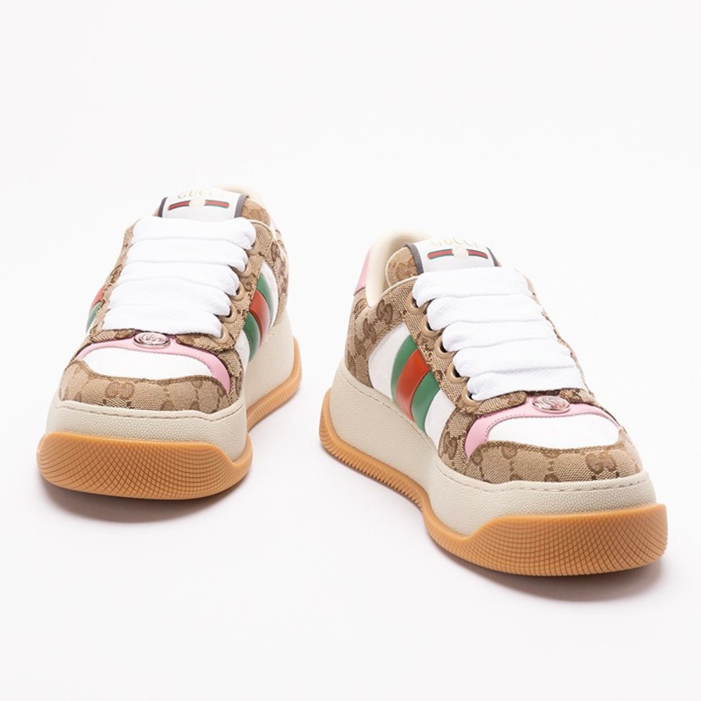 GUCCI Double Screner GG logo web stripe platform sneakers - Picture 2 of 5